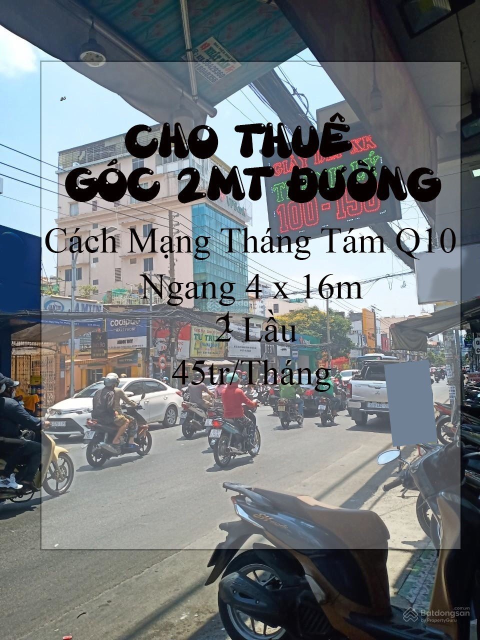 Cho thuê nhà Góc 2MTĐ Cách Mạng Tháng Tám, P.01, Quận 10.